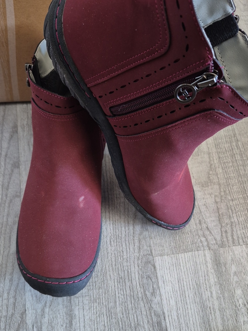 JBU Burgundy Women's Ankle Booties with Side Zip